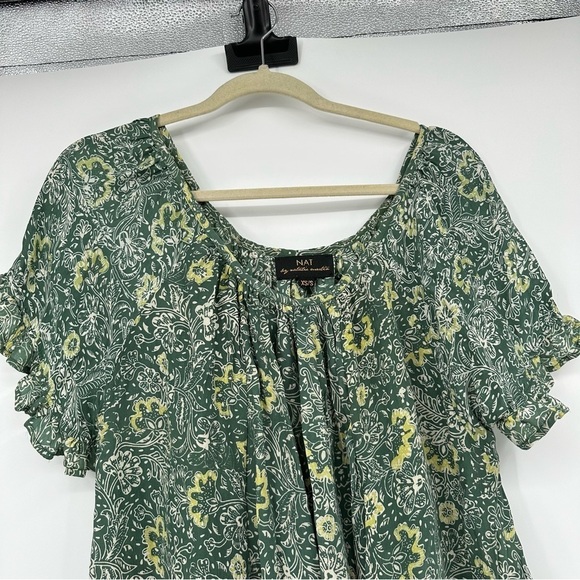 Anthropologie Marina Silk Chemise Green Floral Printed Dress Size XS\S - Picture 3 of 5